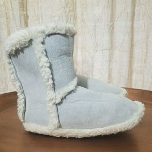 NWT Pottery Barn Kids Pink SUEDE SHERPA Booties SLIPPERS Size 13-2 LARGE